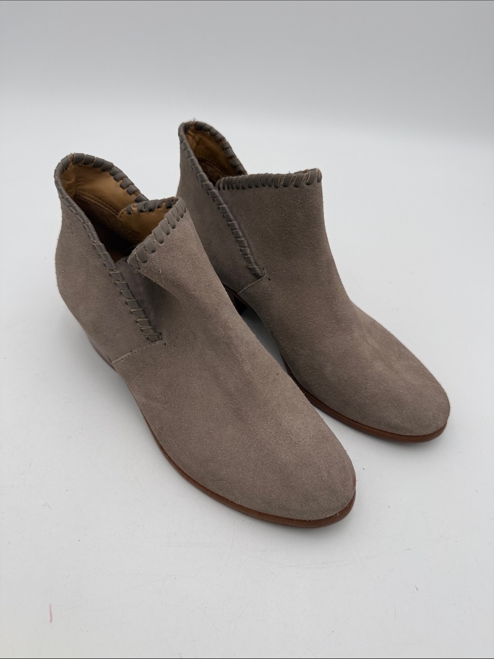 Jack Rogers Taupe Suede Whipstitch Ankle Booties women 6M casual festival retro
